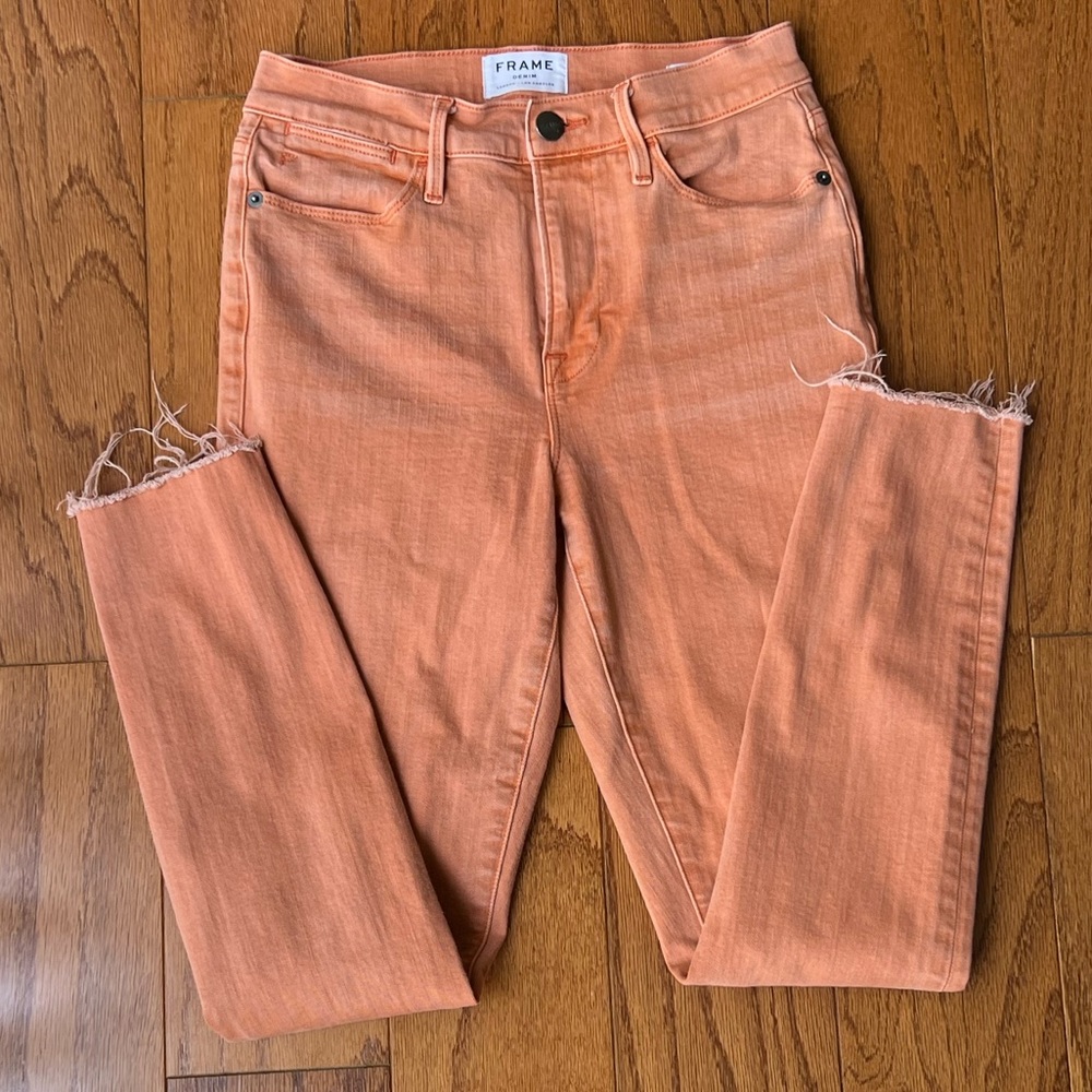Frame le high skinny| orange crush high waist jeans size 28